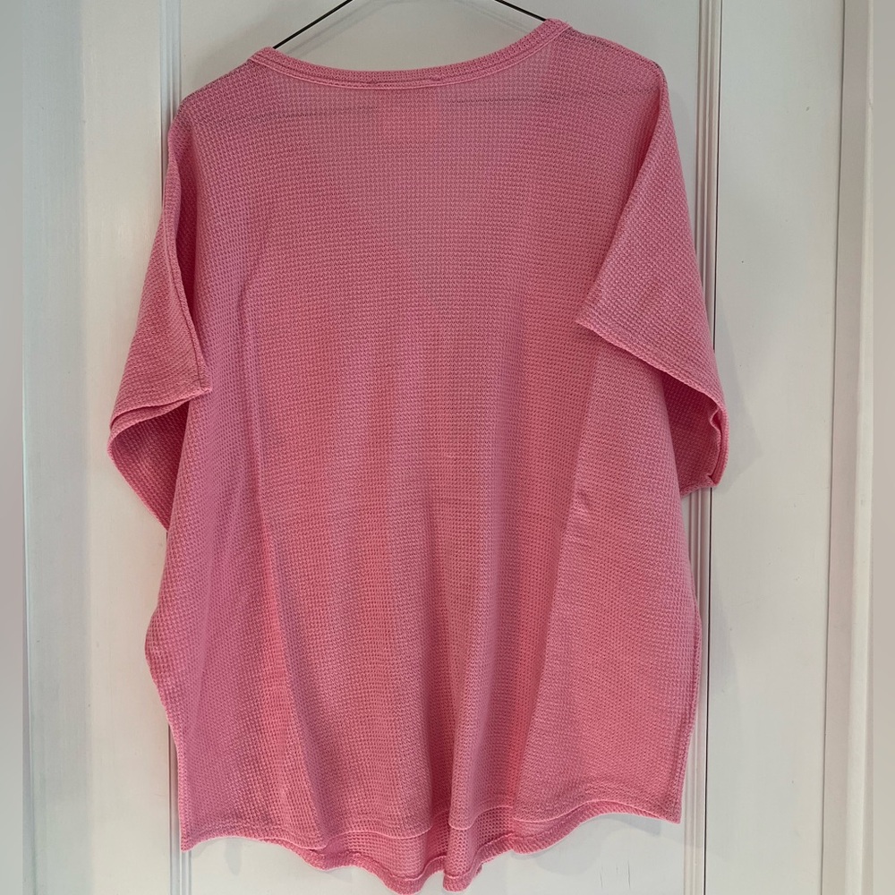 Pink Button Down Waffle Pattern Top size S by Fantastic Fawn - Picture 6 of 7